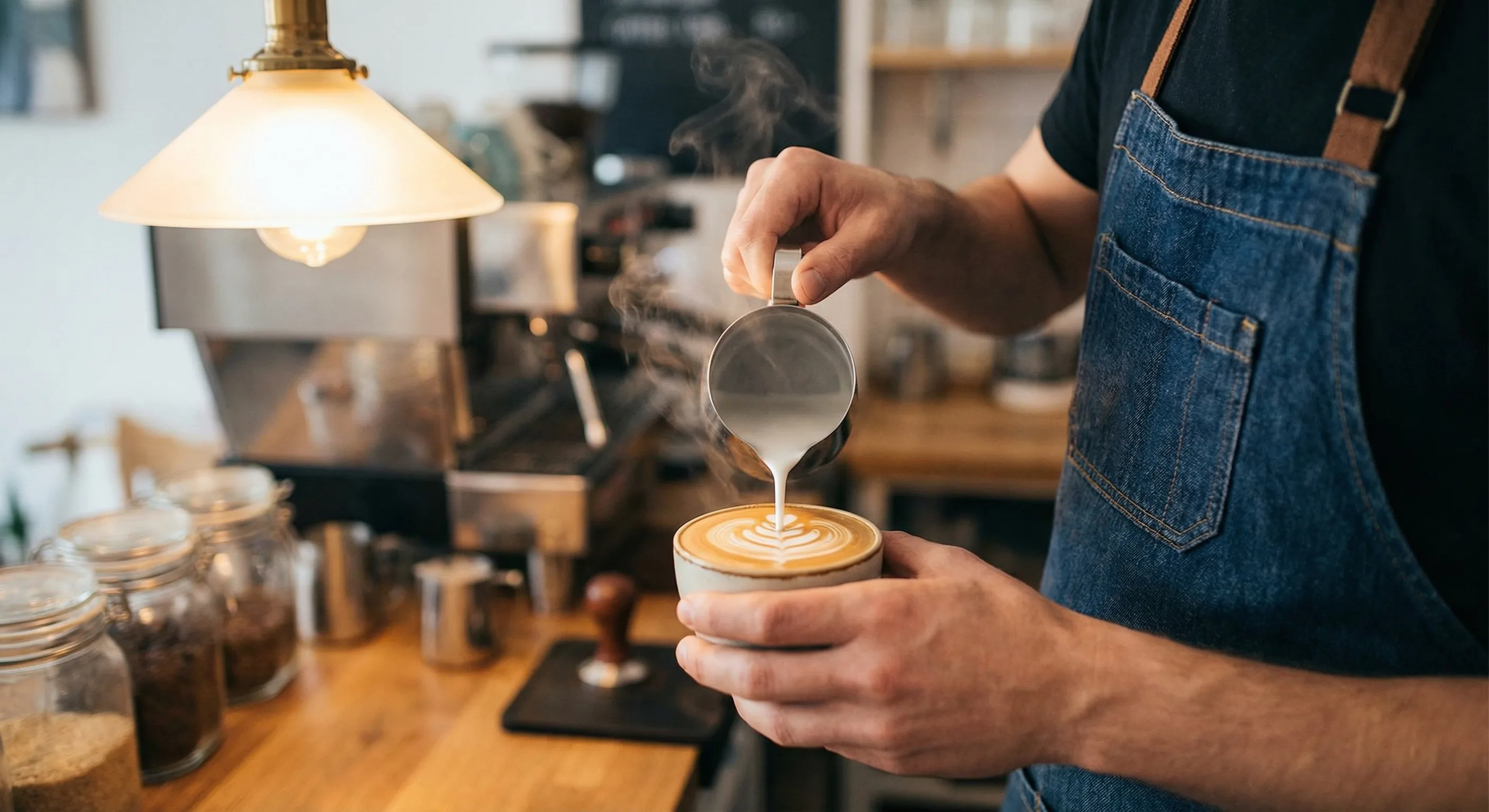 Barista preparando café